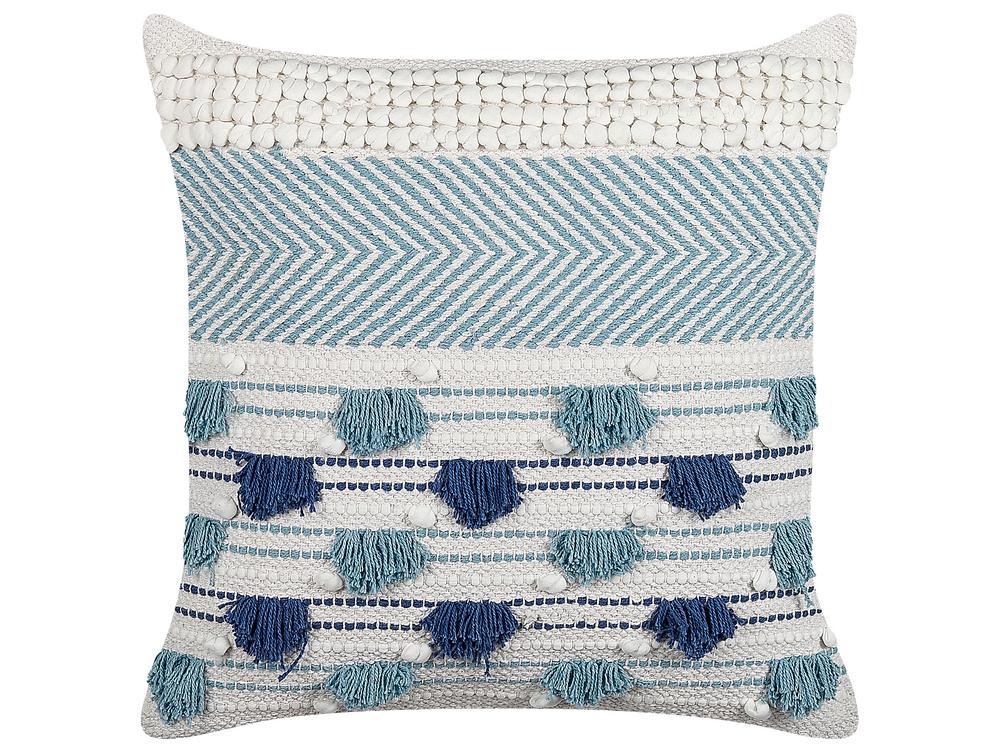 White pillow with colorful tassels hot sale