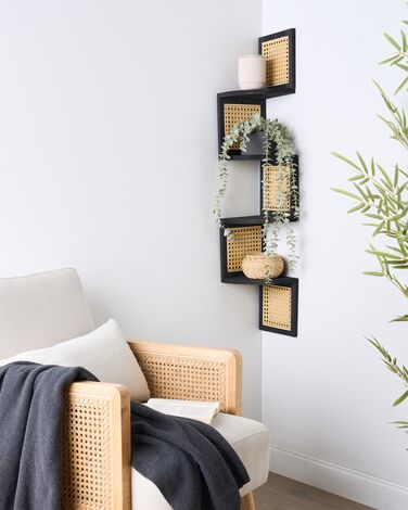 4 Tier Corner Wall Shelf Black ALDER