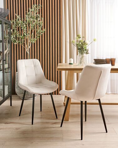 Set of 2 Velvet Dining Chairs Off-White MELROSE