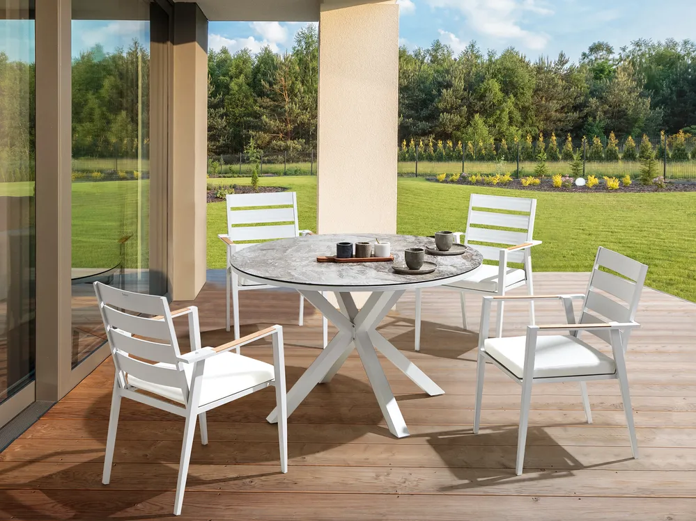 White aluminum outdoor dining table deals