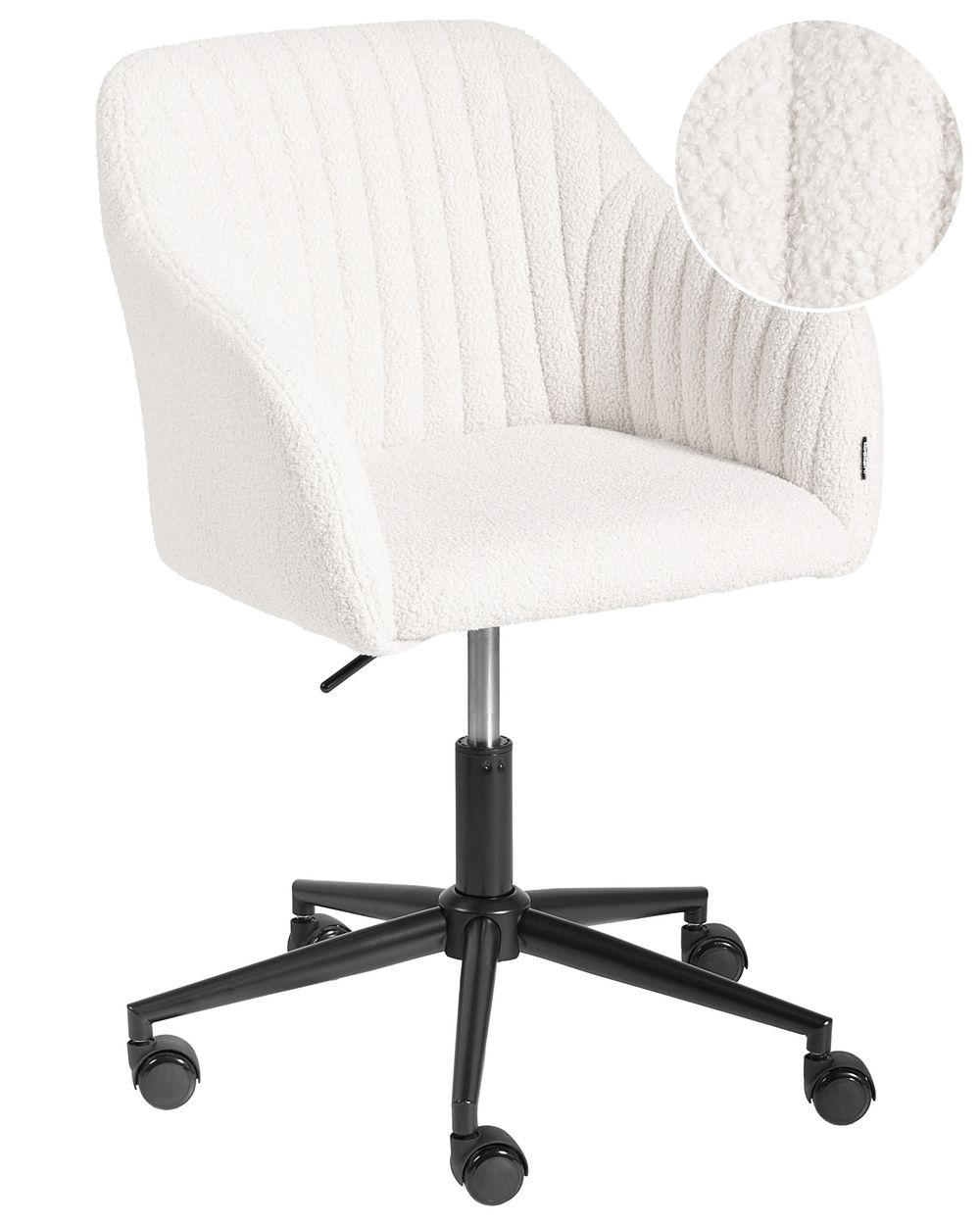 Chaise de bureau VENICE Bouclé Blanc cassé