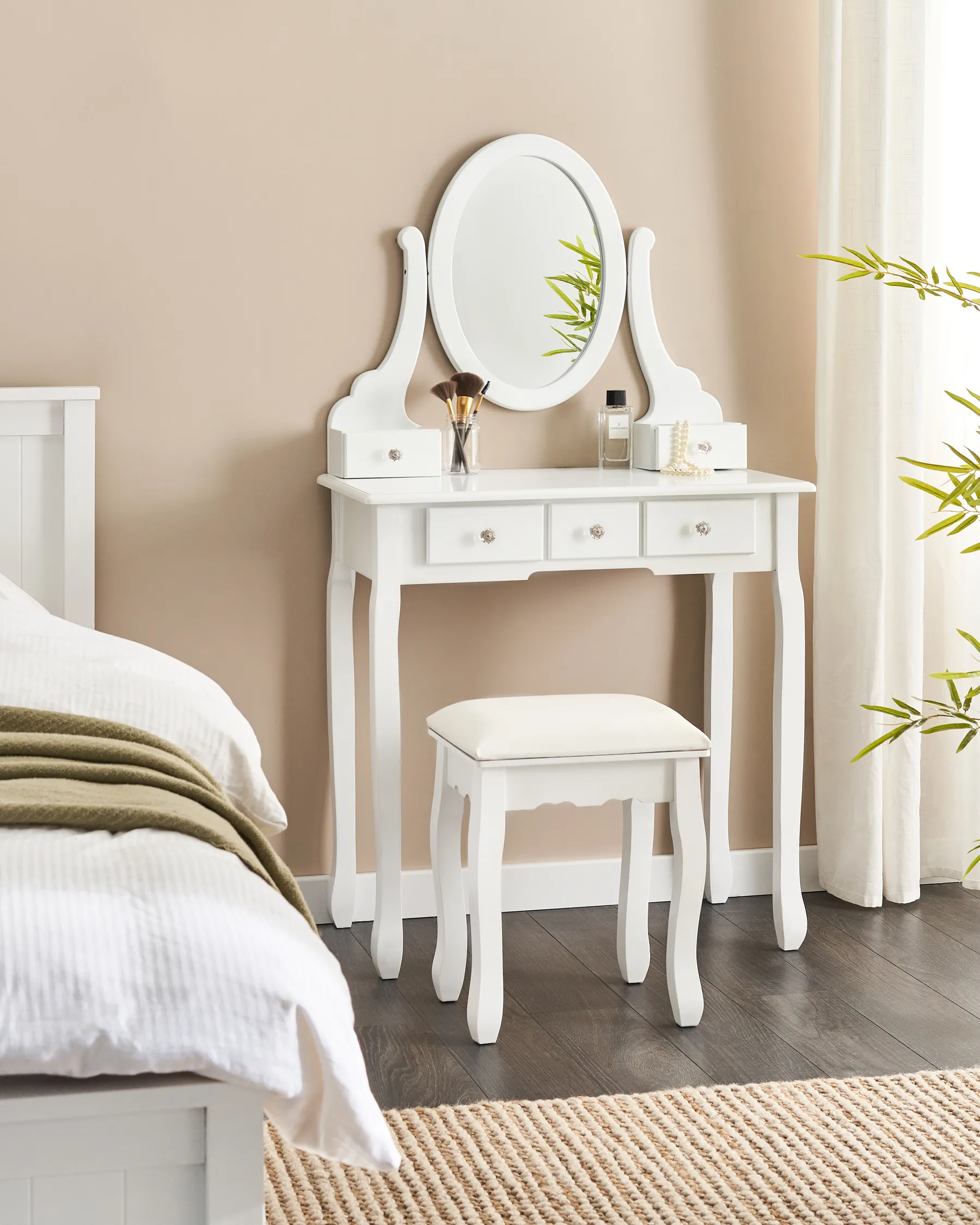 Dressing Table with Mirror and Stool GALAXIE White_823948