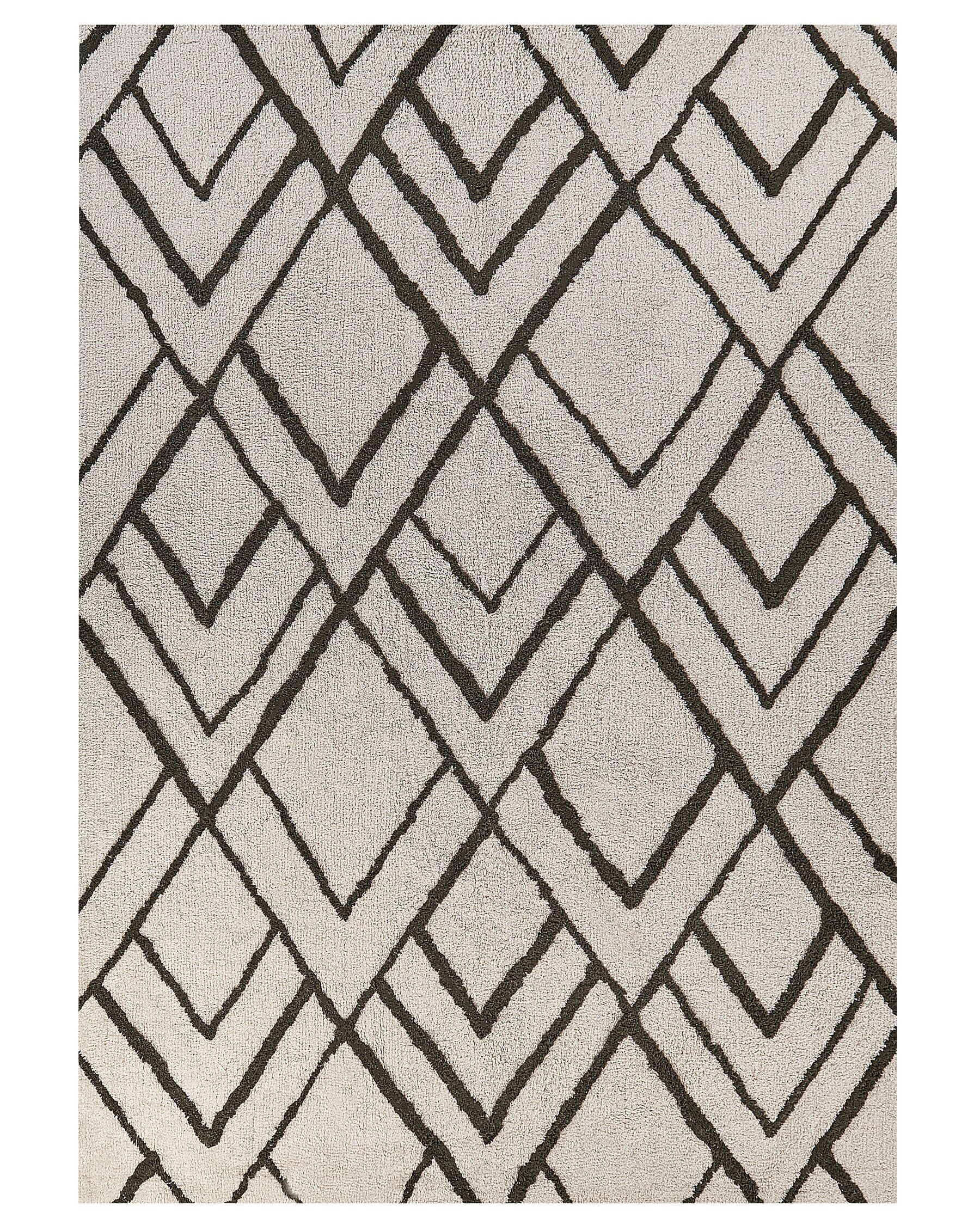 Shaggy Cotton Area Rug 160 x 230 cm Off-White and Green YESILKOY_842974
