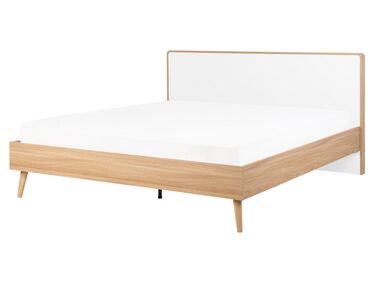 Bett heller Holzfarbton / weiss 160 x 200 cm SERRIS 