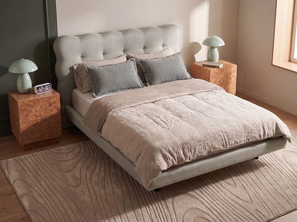 Bett mit Lattenrost Stoff SOULISSE 140 x 200 cm Beige