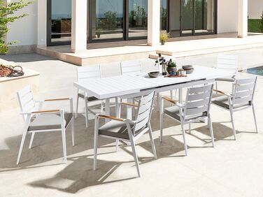 8 Seater Aluminium Garden Dining Set Grey VALCANETTO/TAVIANO