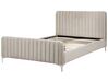 Sametová čalouněná postel s roštem 140 x 200 cm šedá LUNAN_803453