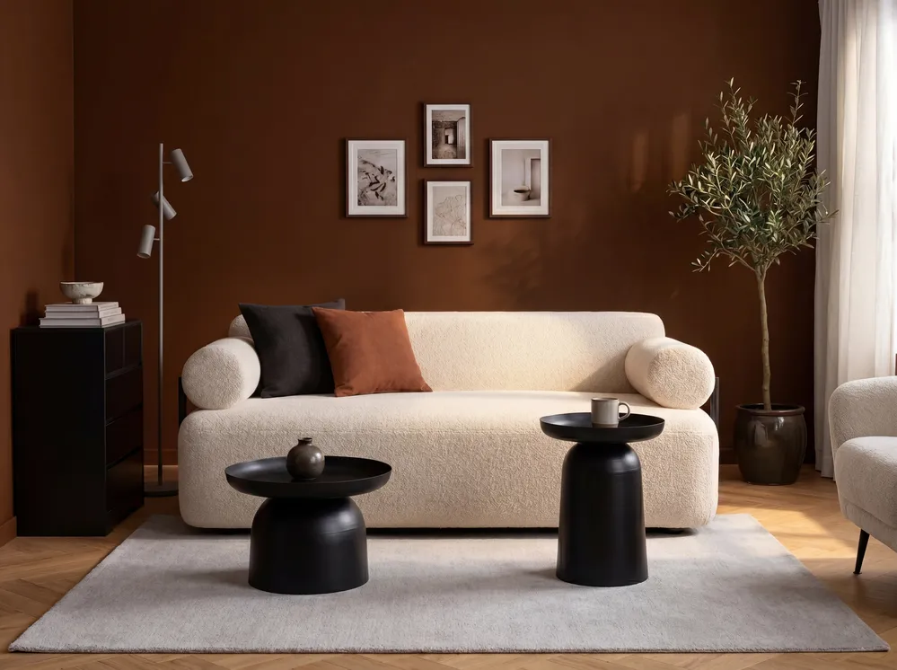 Sofa dla 2 osób ELVA Boucle Złamana biel