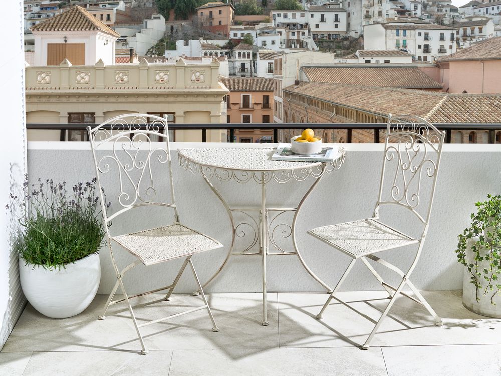 Bistro Set Folding JUINA Metal Light Beige