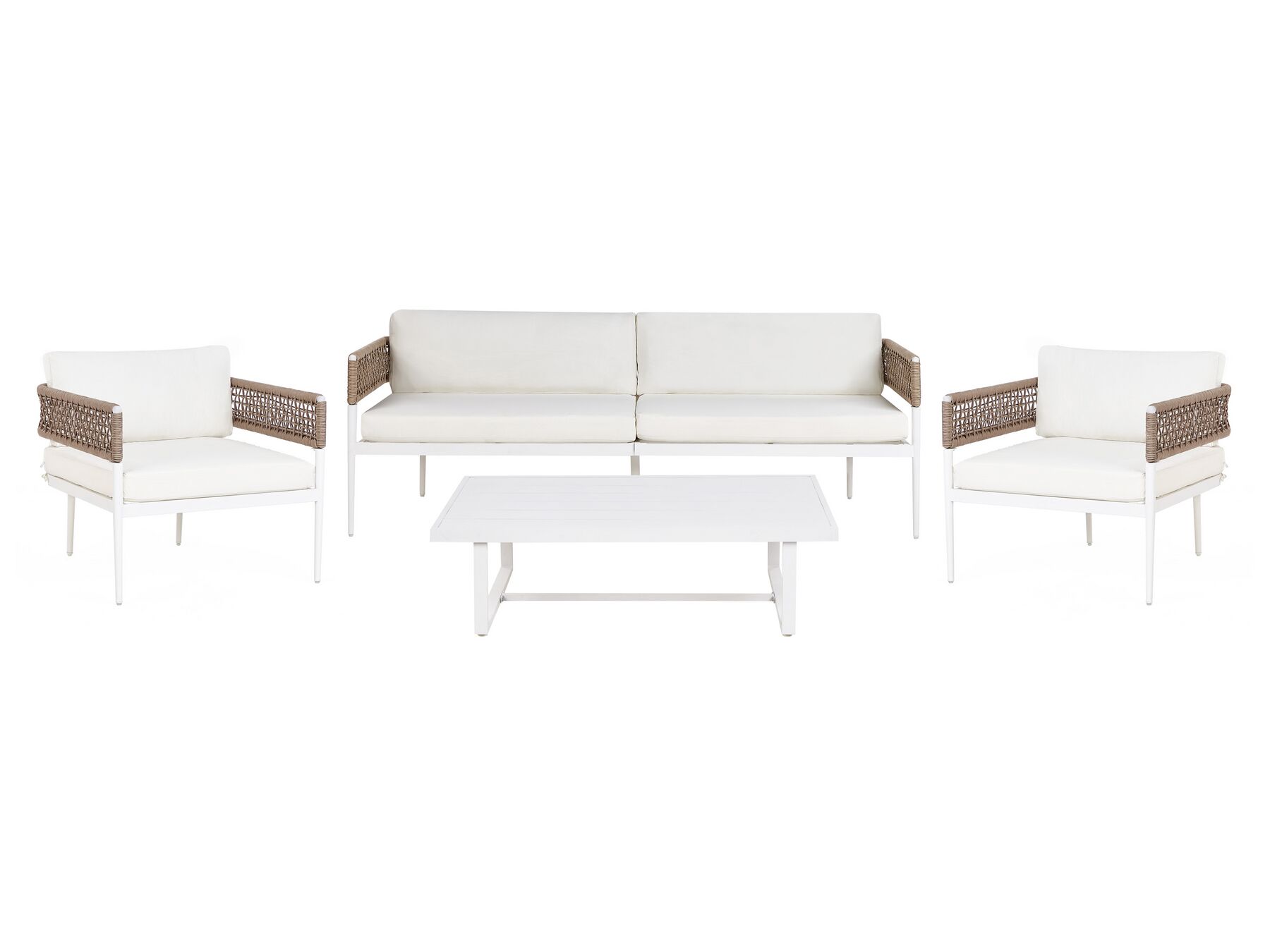 4 Seater Aluminium Garden Sofa Set White SERLA_930767