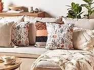 Dekokissen 2er Set MONTBRETIA 45 x 45 cm Samtstoff Bunt Pflanzenmuster_1178609