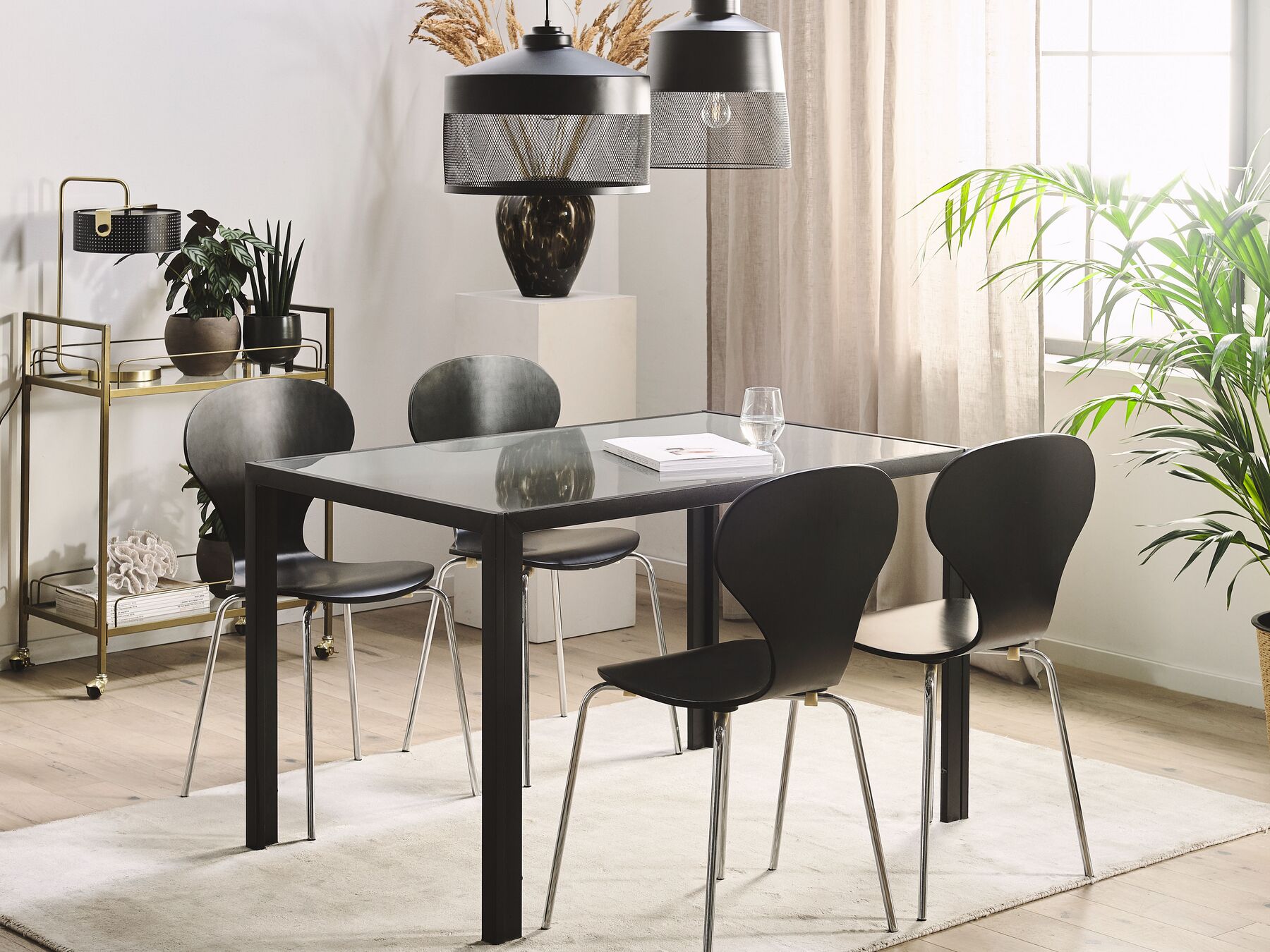 Glass Top Dining Table 120 x 80 cm Black LAVOS_792915