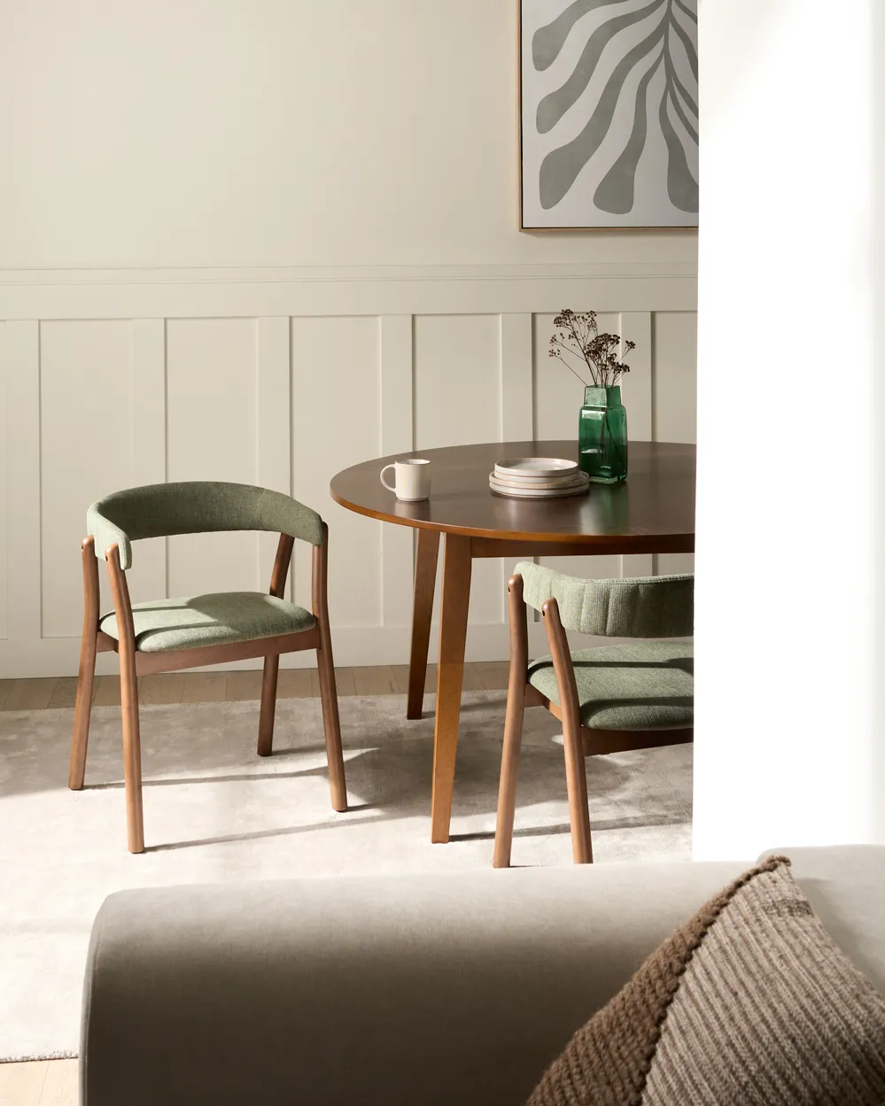 Étkezőszék kétdarabos szettben MYLO  Világosbarna/ Zöld