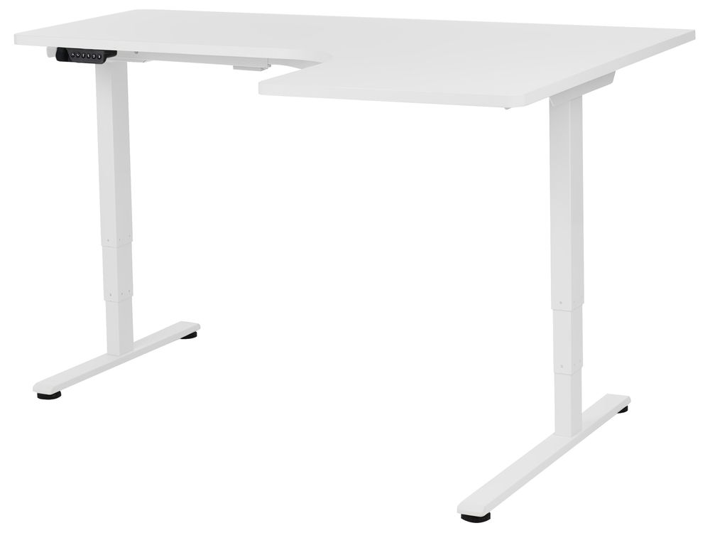 Secretária de canto ajustável eletricamente DESTINES 160 cm 109 cm Branco à direita