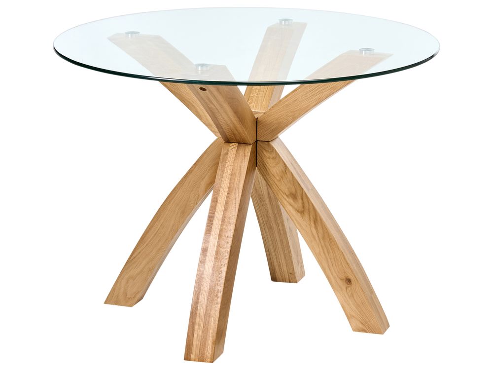 Mesa de comedor YAPP Marrón claro 100 cm 100 cm Vidrio templado