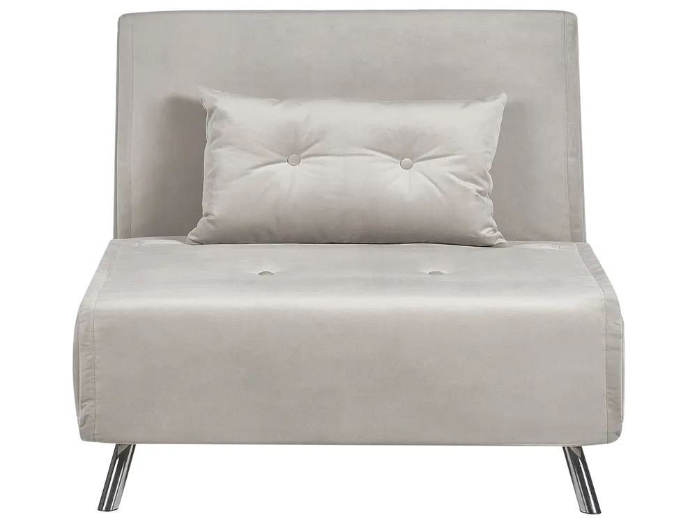 Single Sofa Bed FARRIS Velvet Light Grey
