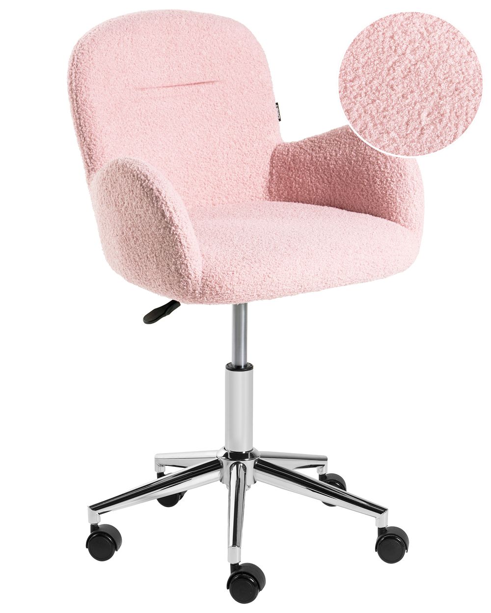 Krzesło obrotowe PRIDDY Boucle Pastelowy róż