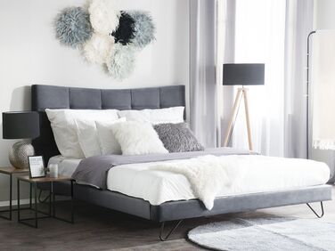 Velvet EU Super King Size Bed Grey LANNION