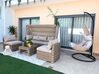 Salon de jardin 5 places en rotin marron clair avec toit pare-soleil COCCOLIA_827603