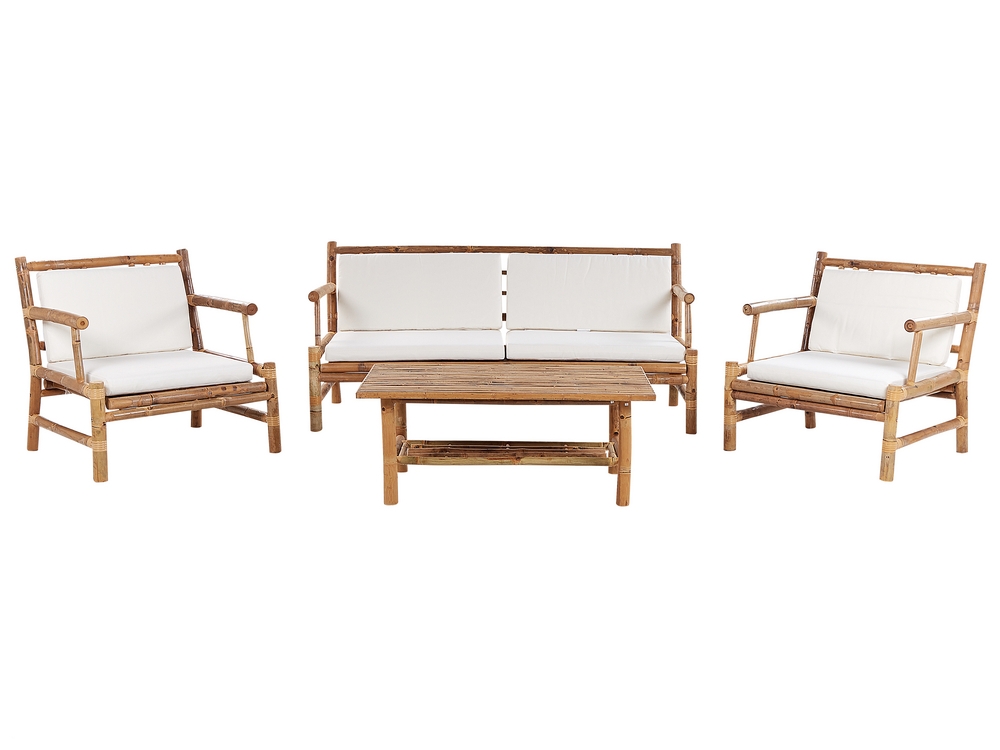 Lounge Set RICCIONE Bamboo Wood Light Wood 4 Seater Beliani.cz
