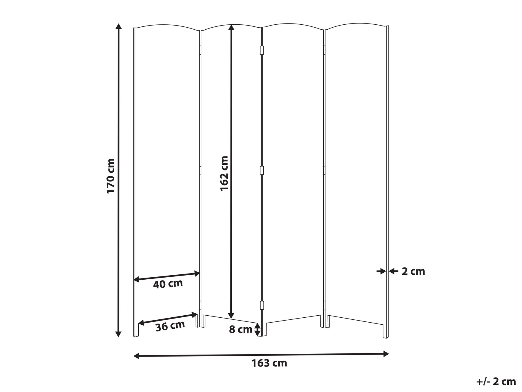 4dílný paraván LAPPAGO Přírodní 163 cm 170 cm | Beliani.cz