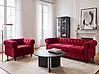 Living Room Set 4 Seater CHESTERFIELD Velvet Dark Red