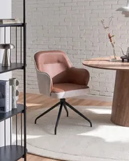 Dining Chair Swivel STOWE Fabric Brown_1078286
