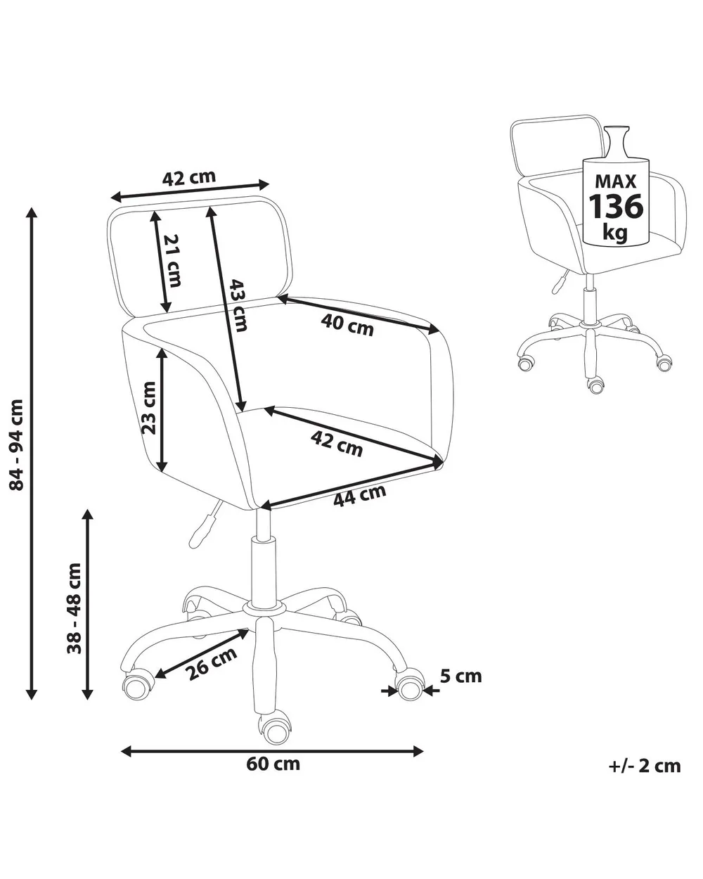Desk Chair ALENA Boucle Light Beige_1083723