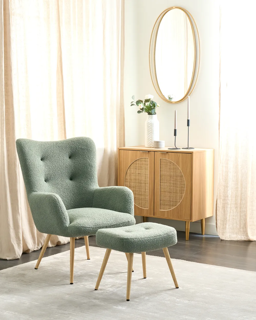 Living Room Green Armchair With Ottoman Penn Chair Velvet Chair
