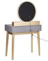 Toaletní stolek se 4 zásuvkami LED zrcadlem a stoličkou šedý/zlatý FEDRY_844792