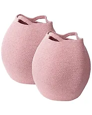 Conjunto de 2 cestos PANJGUR Algodão Rosa_846406