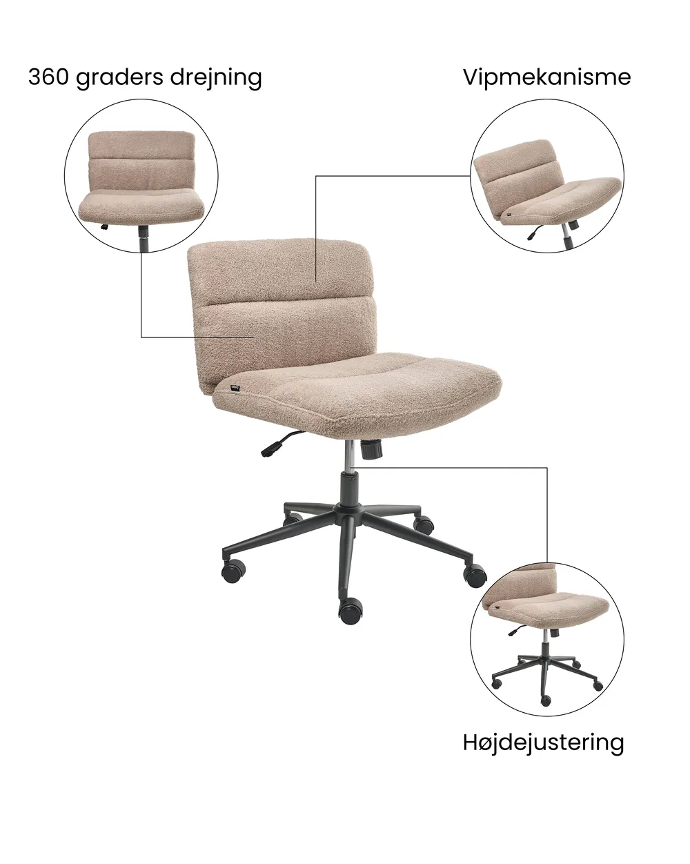 Skrivebordsstol CATLIN Boucle Beige_1074400
