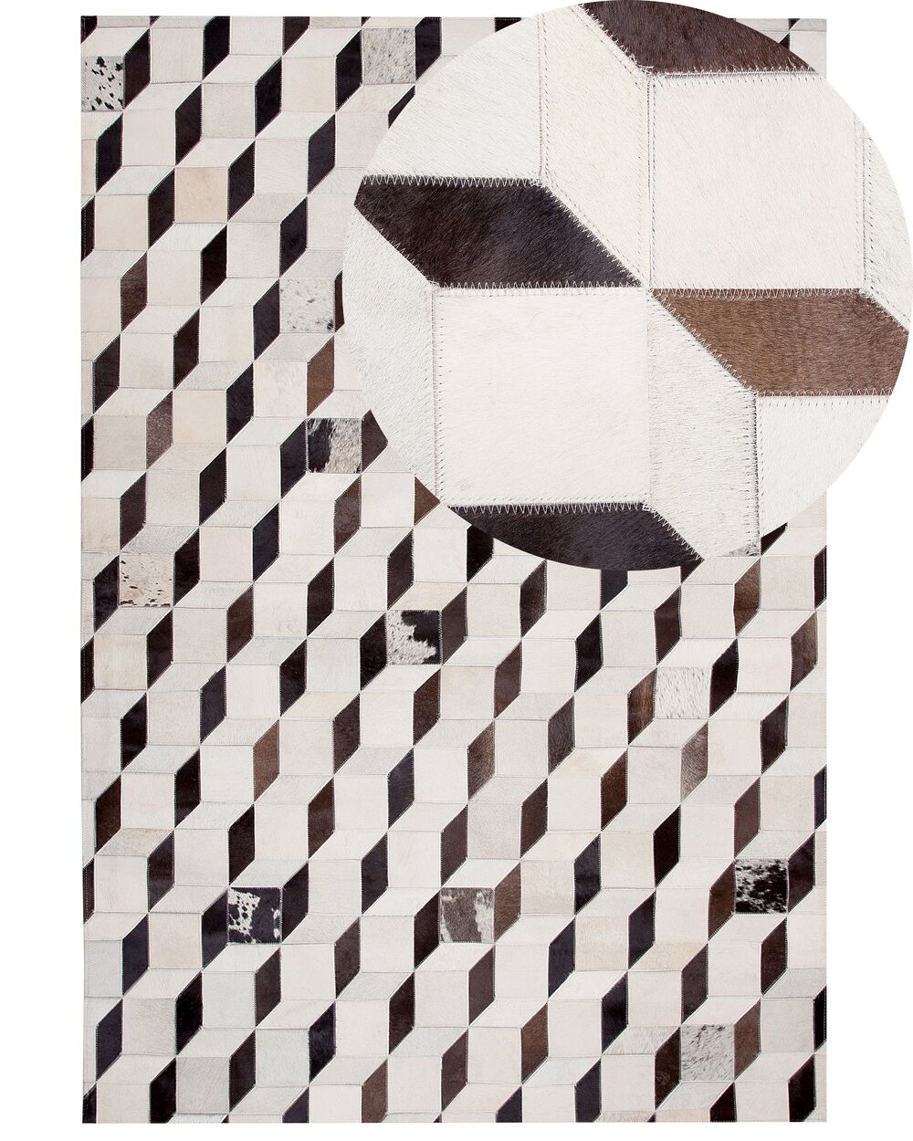 Rug ALPKOY White 160 x 230 cm Leather