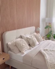 Cama de casal em tecido creme claro 160 x 200 cm RENNES_951207