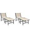 Lot de 2 chaises de jardin avec repose-pieds beige et noir MARCEDDI_928430