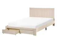 Bett mit Schubladen LONZAC Samtstoff Beige 140 x 200 cm_1014628