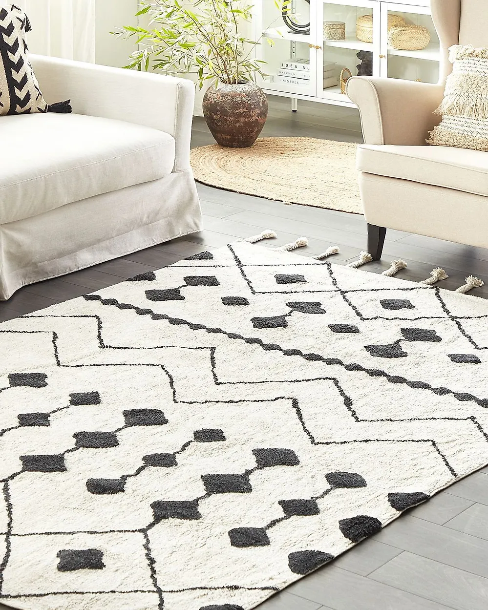 Tappeto KHEMISSET Bianco sporco 160 x 230 cm Cotone_1178964