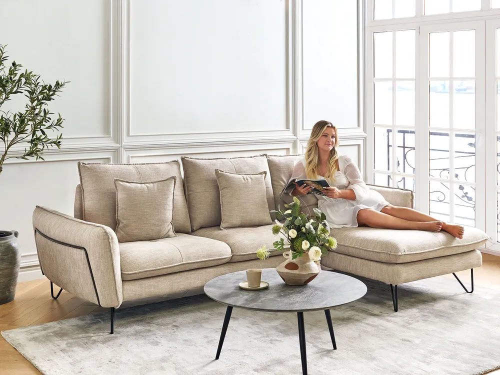 Beliani Divani Ad Angolo Sfoderabili Divano Angolare Posti LUNNER