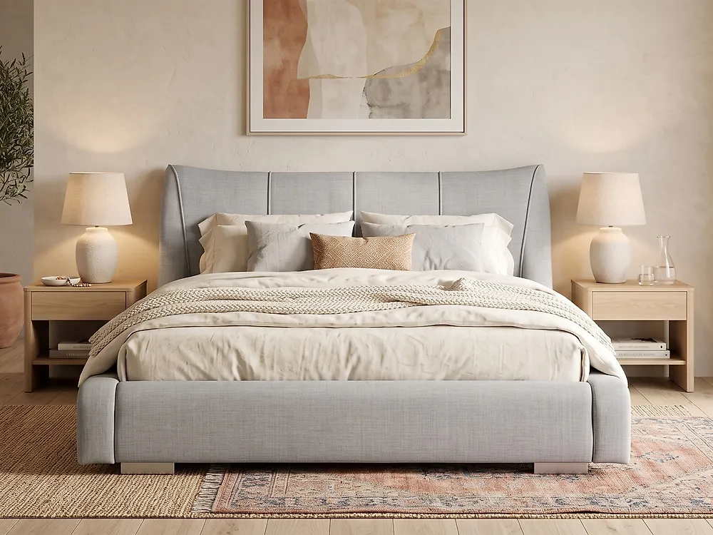 Bed Fabric NANTES 180 x 200 cm (EU Super King) Light Grey_1178523
