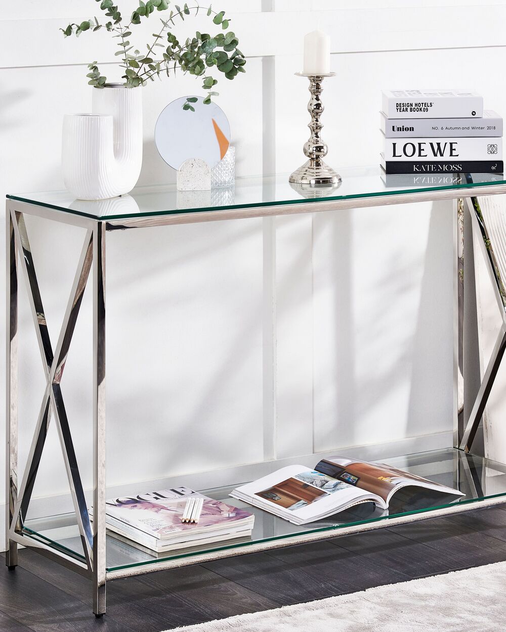 Console Table AUDET Tempered Glass Silver