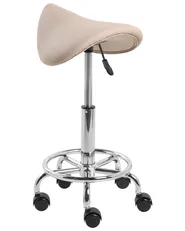 Saddle Stool DUMONT Faux Leather Beige_1072606