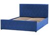 Sametová postel s úložným prostorem 140 x 200 cm modrá ROCHEFORT_857356