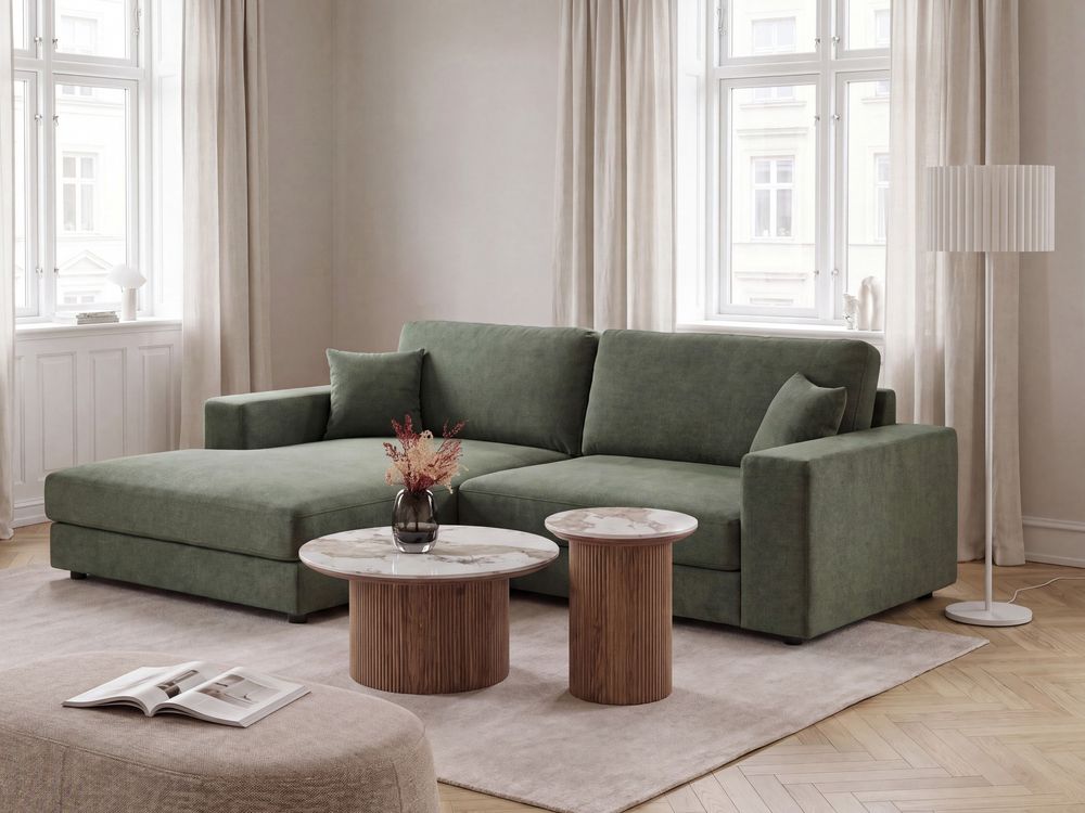 Corner Sofa 3 Seater LOFOTEN Fabric Green Right Hand