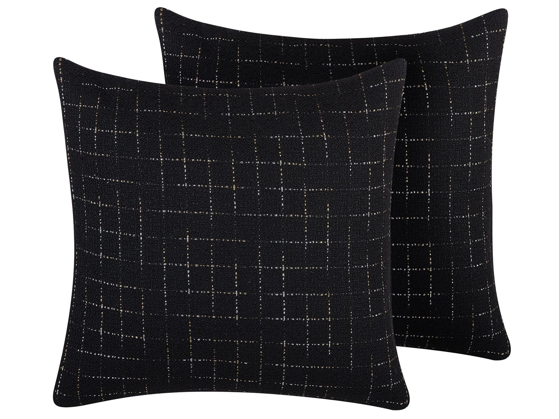 2 poduszki dekoracyjne w geometryczny wzór 45 x 45 cm czarne BELLFLOWER_769239