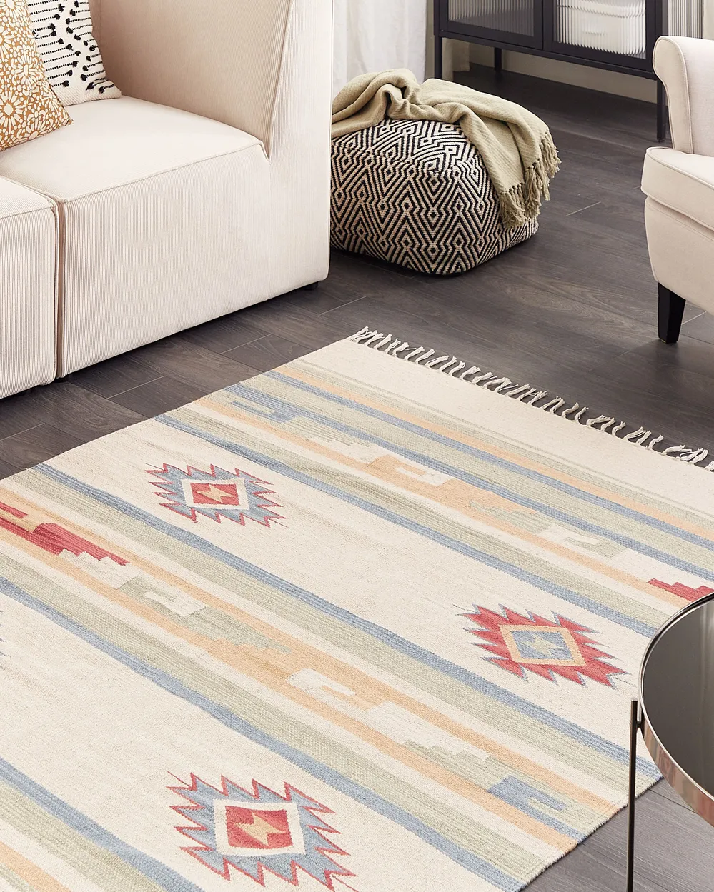 Dywan bawełniany kilim wielokolorowy APARAN Różne rozmiary
