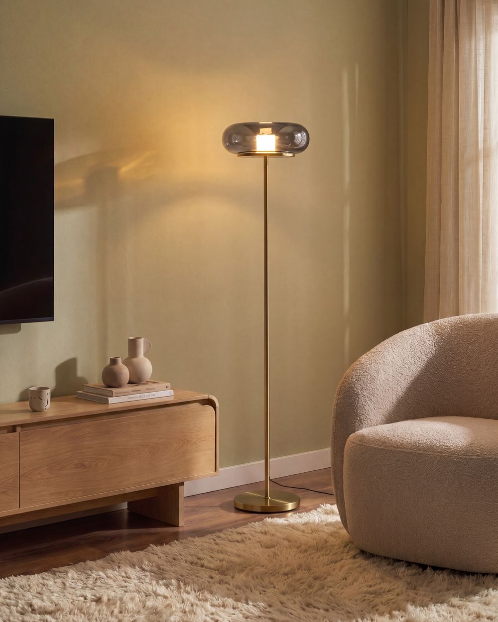 LED staande lamp NITH met dimmer Glas Grijs