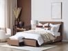 Čalouněná postel s úložným prostorem 140 x 200 cm hnědá LA ROCHELLE_832992
