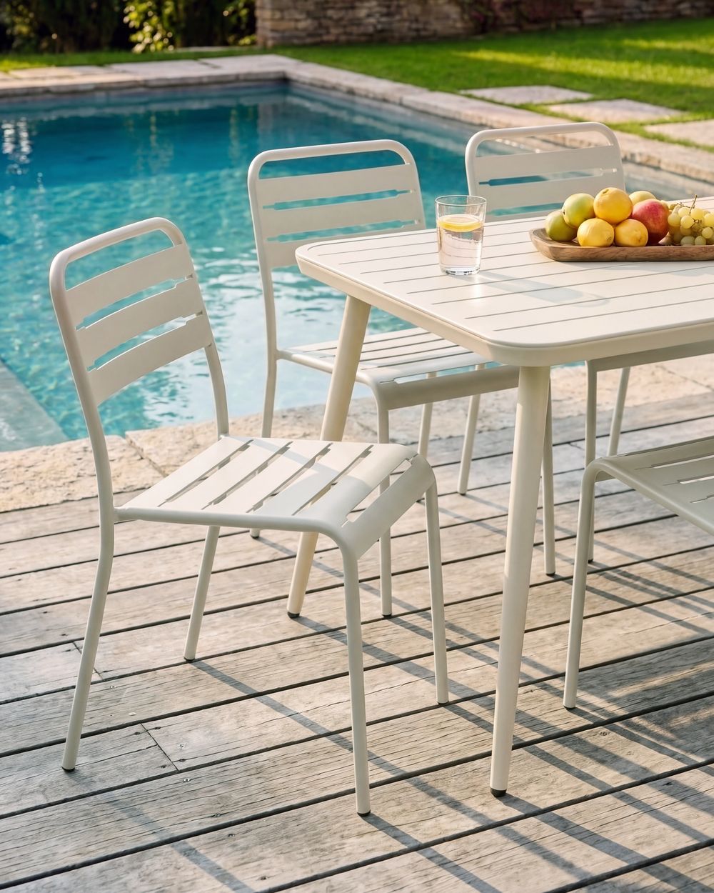 Lot de 2 chaises de jardin LEFKADA Métal Beige clair