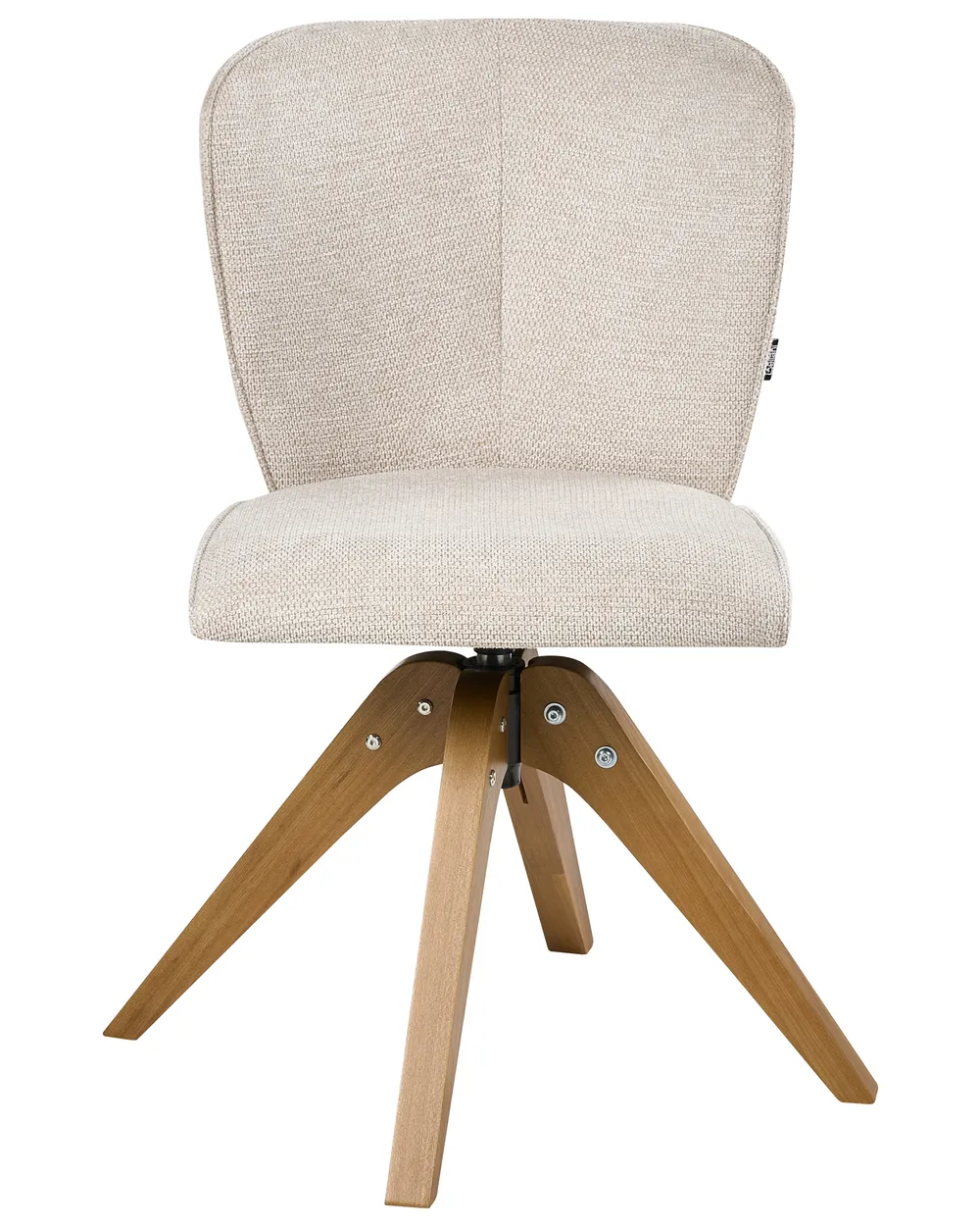 Set of 2 Dining Chairs Swivel COSO Fabric Light Beige_1038052