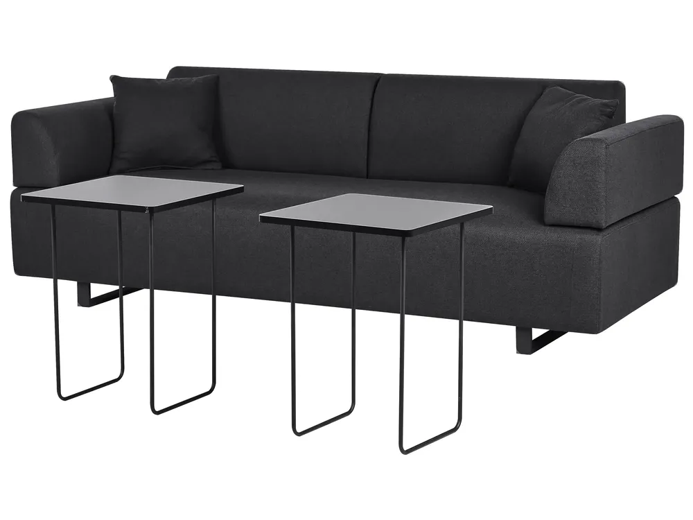 Sofa 3 Seater SOKNA with Tables Fabric Black_952869